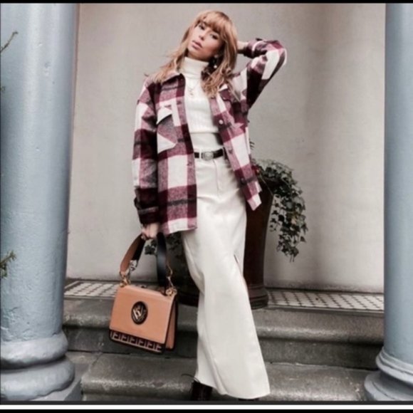 ZARA | Maroon Check Overshirt Jacket - Picture 2 of 4